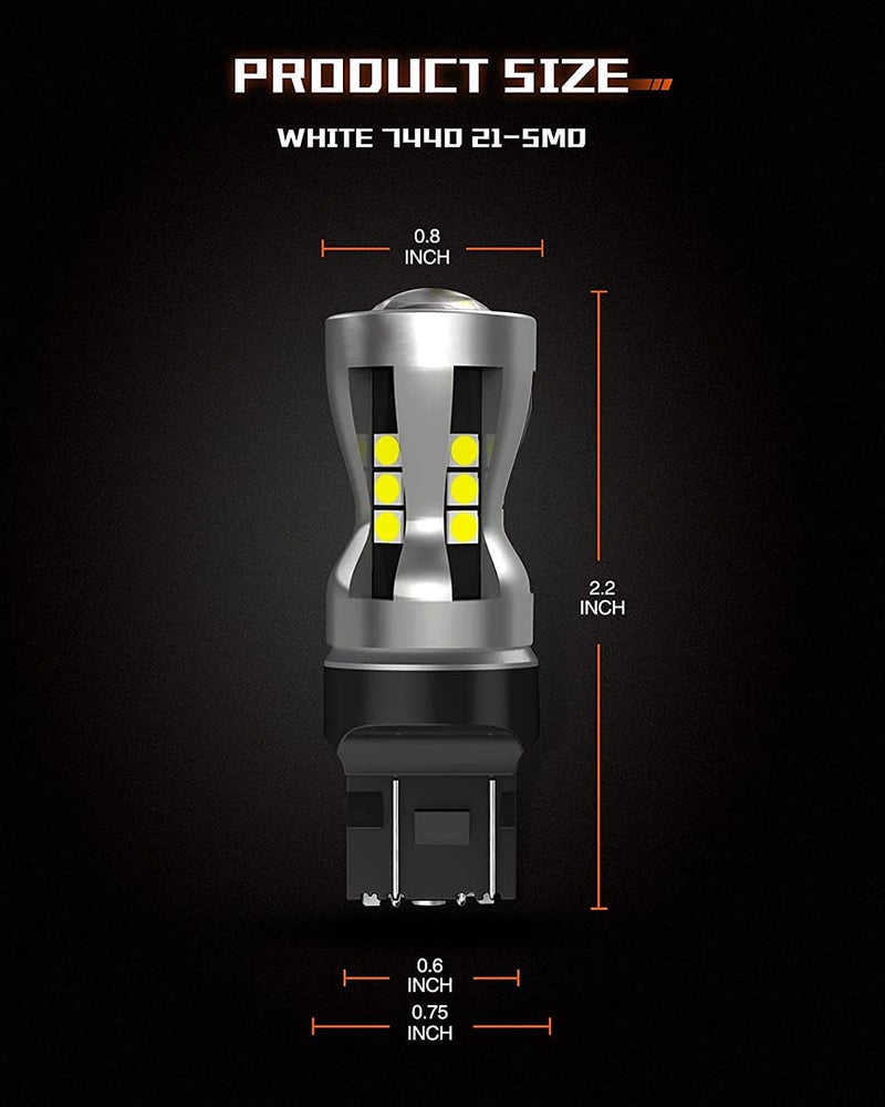 SEALIGHT 7440 7443 LED Bulb, 6000K Bright White 3000LM for 7441 992 T20 W21W 7444 LED Replacement Bulbs for Backup Reverse Lights, Turn Signal Lights, Brake Lights, Reverse Tail Lights, Pack of 2 - Image 5